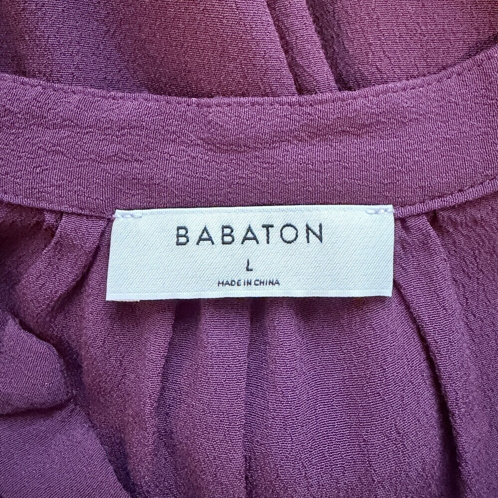 Babaton Shirt Dress Long Sleeve Tie Waist Corporate Girlie Burgundy Size Large - Picture 3 of 13